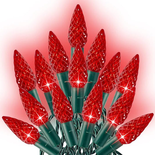 Dazzle Bright C6 Christmas String Lights, 200 LED 66 FT Waterproof Connectable String Lights with Timer, 8 Modes Christmas Lights for Indoor Outdoor Home Garden Yard Xmas Tree Decoration (Red)