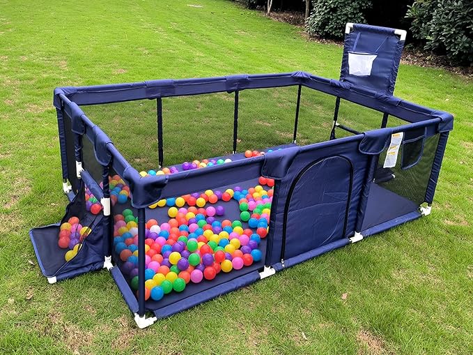 Gaorui Large Kids Baby Ball Pit - Portable Indoor Outdoor Baby Playpen Toddlers Children Safety Play Yard Fun Activities Popular Toys (Not Includes Balls) (Blue)
