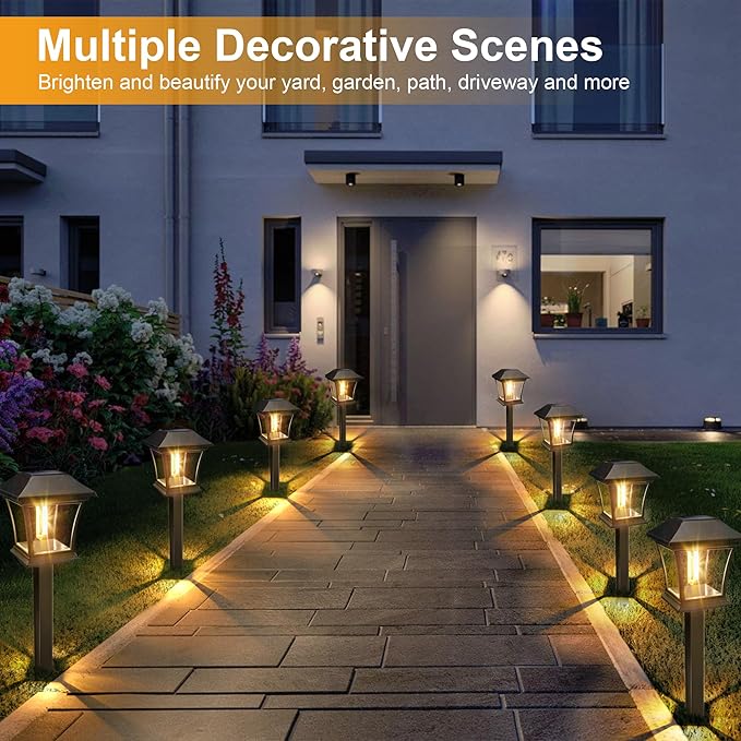 ODEETRONIC Solar Pathway Lights - 6 Pack Solar Garden Lights with Tungsten Filament Bulb, Solar Landscape Lights Outdoor Walkway Lights Waterproof for Lawn Yard Patio Fence Driveway Decor, Warm White
