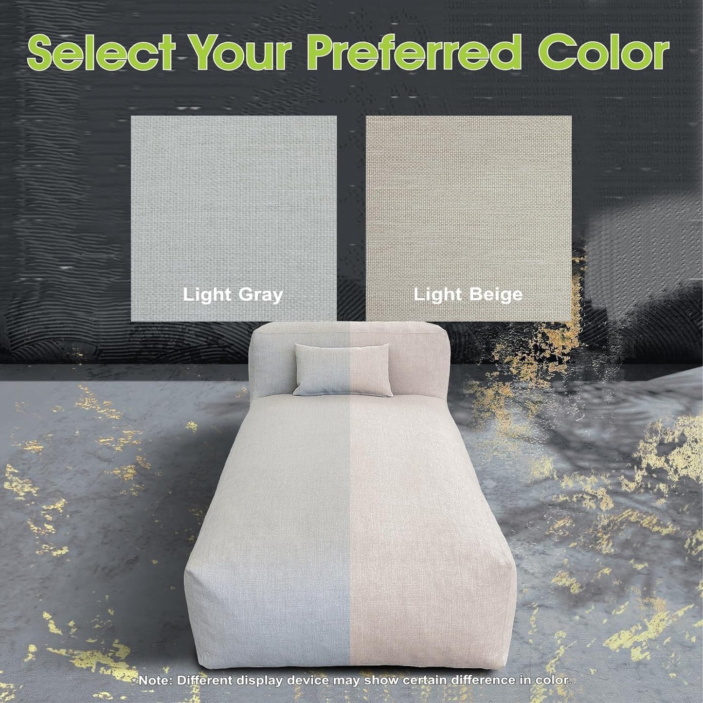 Outdoor Bean Bag Lounger Chair, Big Comfy Outdoor Daybed for Sunbathing and Tanning - Water-Resistant Patio Chaise and Pool Sun Lounger Furniture for Beach Deck (Light Grey)