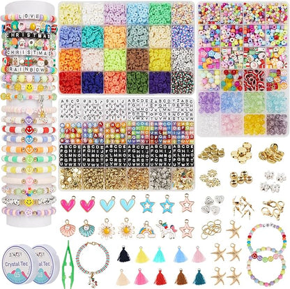Girls Bracelet Making Kit,Friendship Bracelet Kit Gifts for Teen Girls,Clay Beads&Glass Seed Beads&Pony Beads with Charms,Art and Craft Gifts for Christmas,Toys for Teens