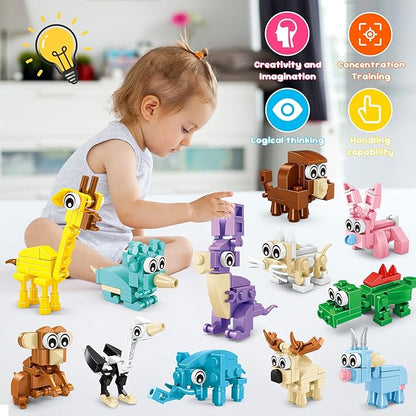 1 in 3 form transformatinon Party Favors Kids Building Blocks Sea Animals 12 Packs Party Favors BuildingSet for Birthday, Goodie Bag Stuffers,Classroom Prizes,Easter for Boys andGirls Ages 6-12