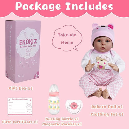 Lifelike Reborn Baby Dolls,22 Inch Realistic Baby Dolls That Look Real Soft Cloth Body Real Life Baby Doll Newborn Girls with Clothes and Toy Accessories Gift Set for Kids Age 3+