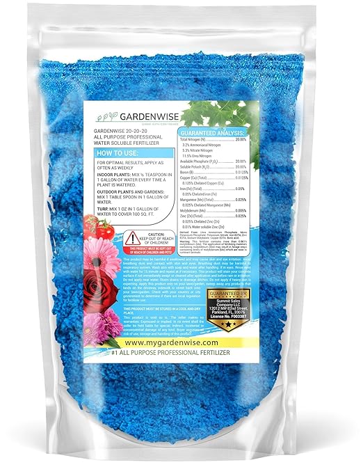 20-20-20 Water-Soluble Fertilizer – Powder for Liquid Plant Food for Indoor & Outdoor Plants, Orchids, Vegetables, Lawns, Flowers – 20 20 20 Fertilizer 4 Quarts (8 lbs)