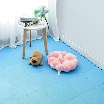 qqpp EVA Rubber 18 Tiles Interlocking Puzzle Foam Floor Mats - Baby Play Mat for Playing | Exercise Mat for Home Workout. Blue. QC-Gb18N