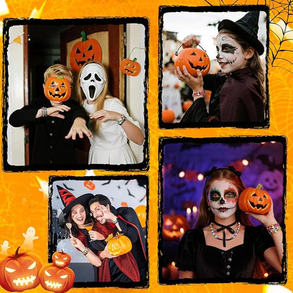 Gionlion 700 Pcs Halloween Polymer Clay Beads Bracelet Making Kit, Pumpkins Skulls Ghosts Spiders Bats Pony Letter Beads for Halloween Party Favors, Toys Gifts for 4+ Year Old Kids