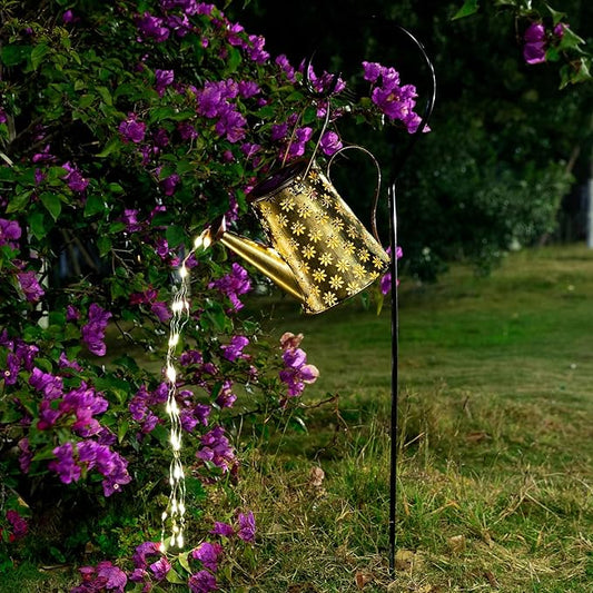 Garden Decor Solar Lights Outdoor Large Hanging Waterproof Watering Can Landscape Lights Outside Decorations for Yard Front Porch Patio Backyard Gardening Gift for Mom Grandma Women Birthday