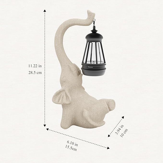Solar Powered Outdoor Figurine Lights, 10 Inch Waterproof Animal Elephant Statue Light, Suitable for Decorations for Patio, Balcony, Lawn, Courtyard, Etc. (Face Upward)