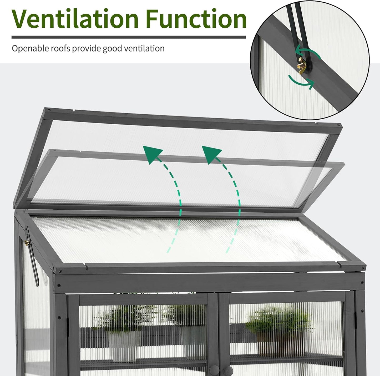 MCombo 2-Tier Wooden Cold Frame Garden Greenhouse Raised Flower Planter Shelf Bed Protection 6057-0160 (Dark Grey)
