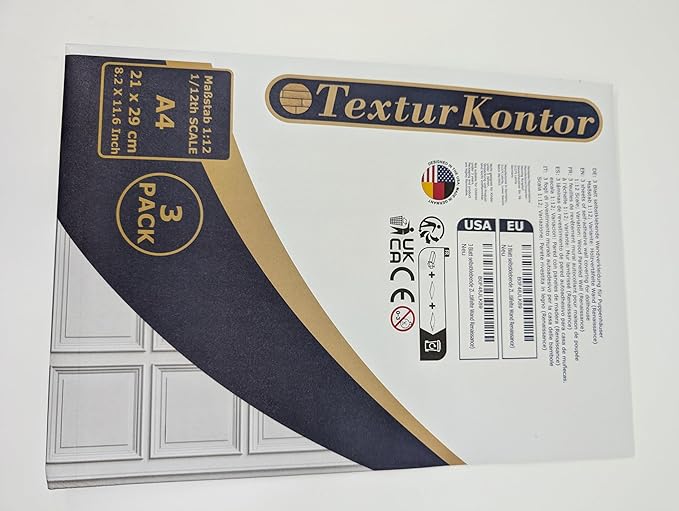 3 Sheets Self-Adhesive Wall Cladding for Dollhouse 1:12 Scale (Wood Paneled Wall (Renaissance))