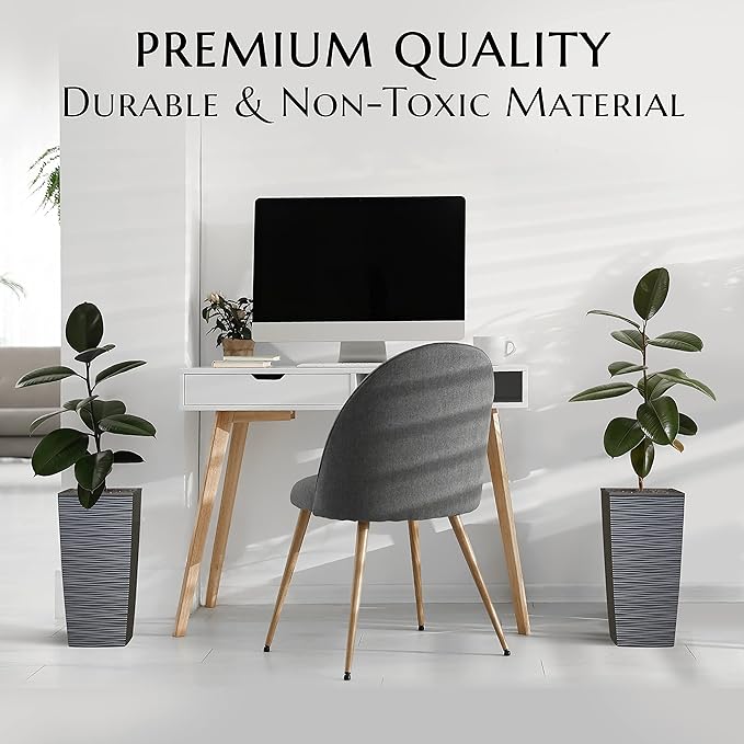 Mueller M-Resin Heavy Duty Tall Planter, Indoor/Outdoor Grande Plant, Tree, Flower Pot, 2-Piece Set, 18”, Modern Design, Built-in Drainage, Dark Grey