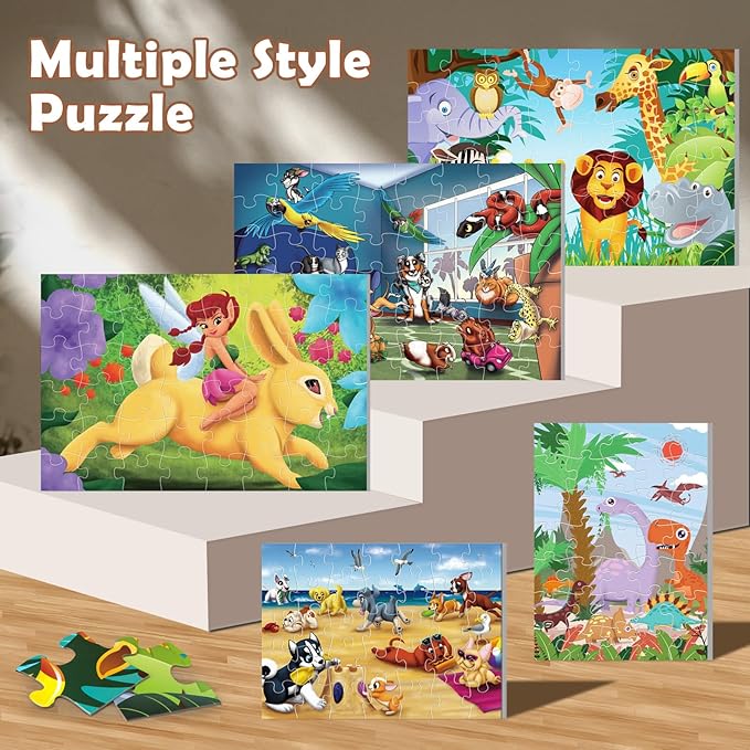 Jumbo Floor Puzzle for Kids Puppies Jigsaw Puzzles 35-Piece Ages 3-5，Preschool Learning Development Toys Large Floor Puzzle for Toddlers&Kids Ages 4-8 Years Old, Best Gift for Boys and Girls