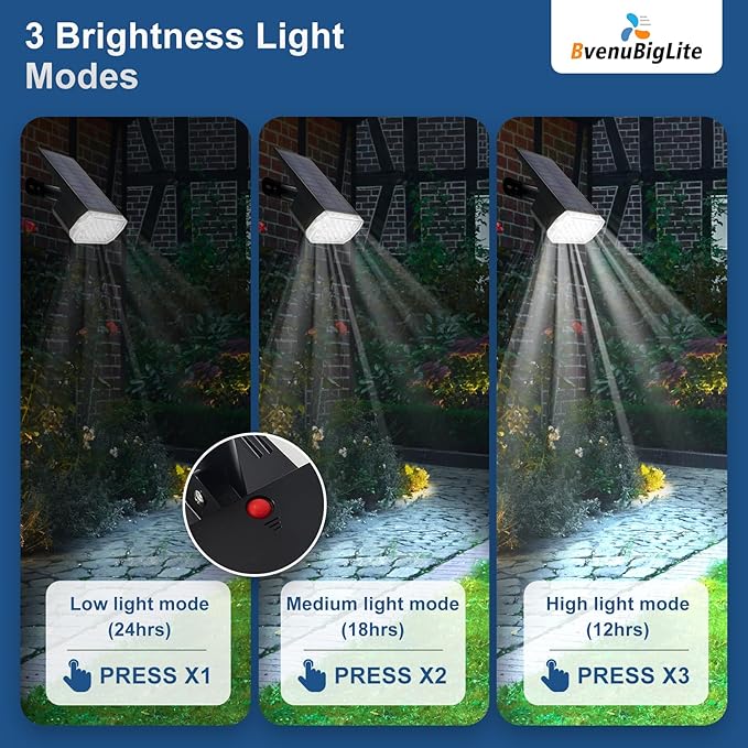 Solar Lights Outdoor Waterproof: IP65 Led Spot Light Decorations for Garden - 3 Lighting Modes Solar Powered for Yard - Dust to Dawn Landscape Lighting Patios Pathway Driveway 6PC White