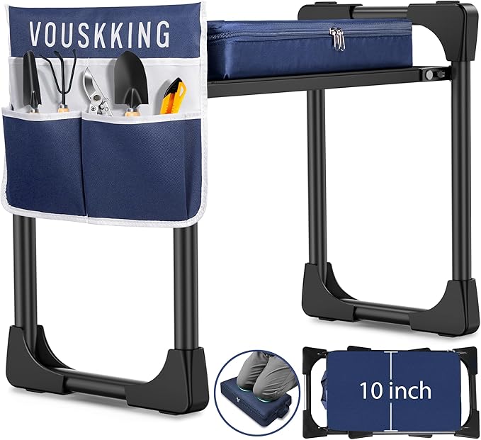 Foldable Garden Kneeler and Seat, Patented Thicker Wider Softer Kneeling Pad with Magnetic Stripe, 350lbs Heavy Duty Durable Garden Stool with Tool Bag, Gardening Gift for Women and Men