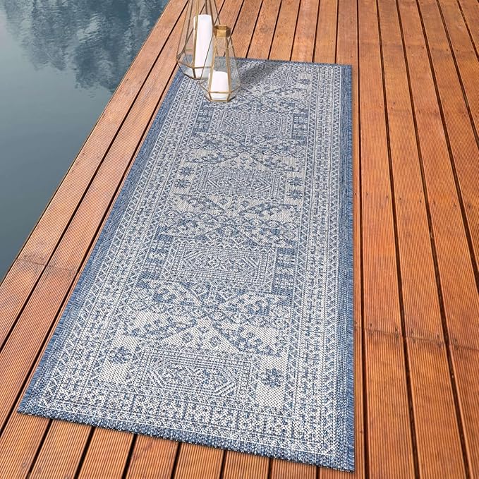 Keen Home Design Terrace Outdoor Runner Rug - 2x12 Washable Indoor/Outdoor Rug for Patio, Kitchen, Balcony, Beach, Garden, Deck and Porch, Size: 2'2"x11'10"