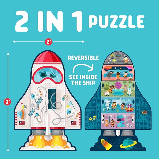Chuckle & Roar Educational 50 PC Floor Puzzle Spaceship Edition