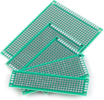 64 pcs Green PCB Board - Double Sided Circuit and perf Board with 5 Sizes for DIY Electronics, Compatible with Bread Boards and Soldering Projects