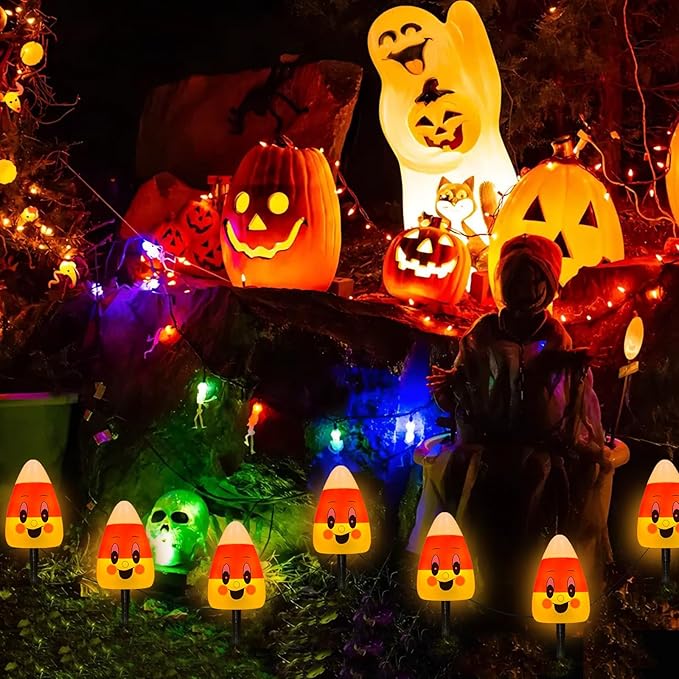 7Ft LED Halloween Decorations Outdoor Pathway String Lights, 4 Pack Thanksgiving Corncob Walkway Lights for Outdoor Halloween Party Patio Yard Walkway Garden Decoration and Lighting