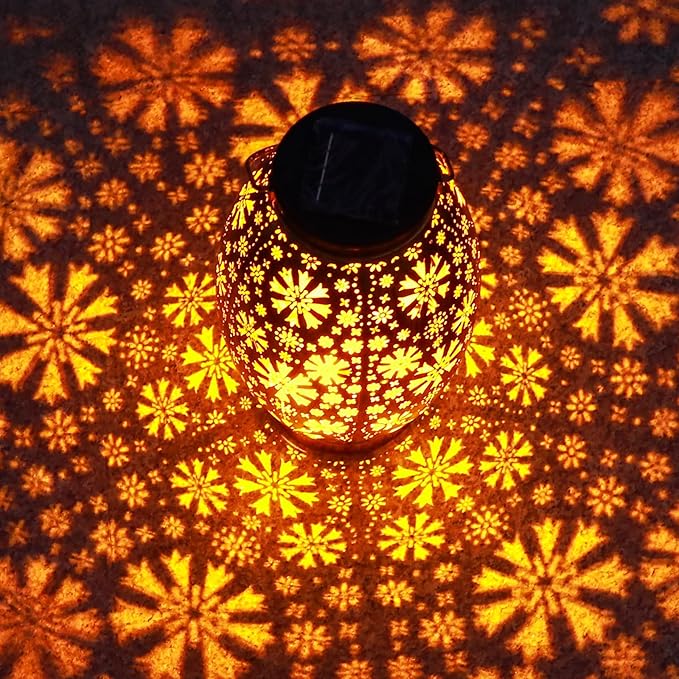 Solar Lanterns Outdoor Waterproof - 2 Pack Hanging Solar Lights Outdoor, Halloween Decorative Retro Metal Lanterns with Handles for Yard, Patio, Tabletop, Pathway, Gardening Gifts for Women Men