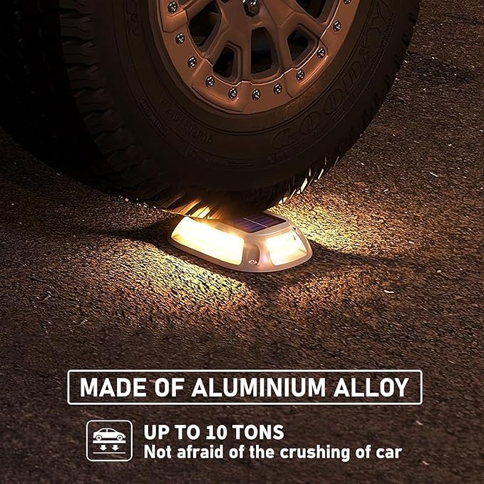 Solar Driveway Lights Dock Deck Lights 2 Pack, 9 Colors in 1, LED Driveway Markers Deck Lights IP68 Waterproof Outdoor Solar Powered Warning Step Lights for Pathway RGB