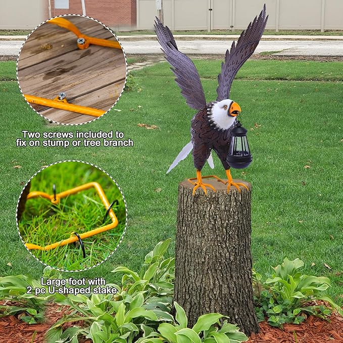 Nacome Metal Bald Eagle Large Outdoor Statues,Yard Decorations Outdoor Garden Sculptures & Statues，Garden Gifts