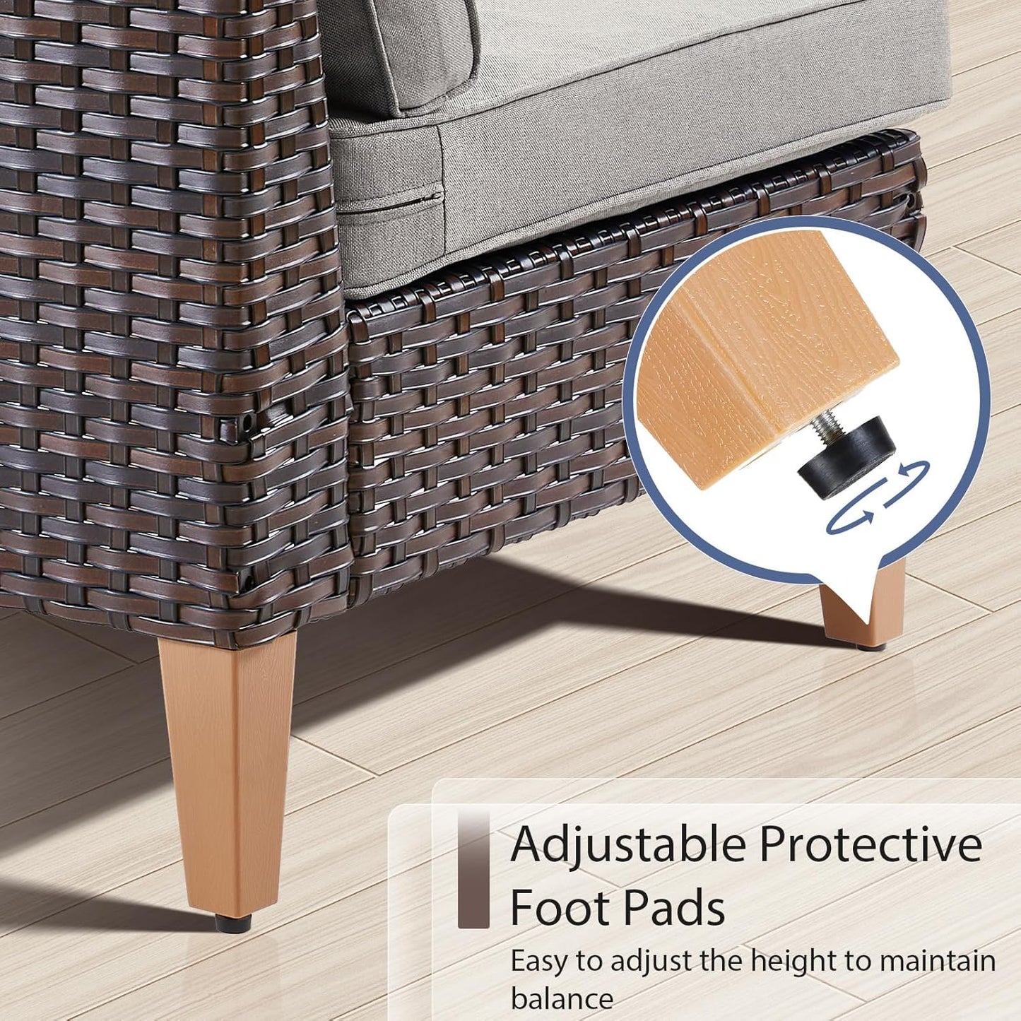 HUMMUH 7 Pieces Patio Furniture,Outdoor Modular Sectional Couch Swivel Rocking Chairs with Ottomans,All Weather PE Wicker Patio Conversation Sets for Garden Porch Backyard