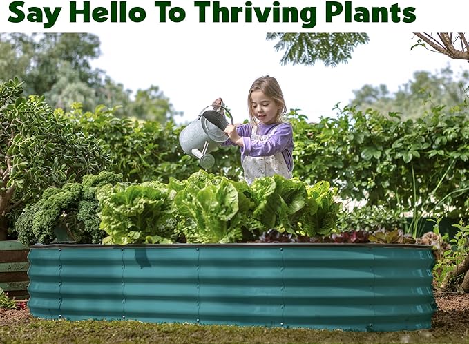 Galvanized Raised Garden Beds Outdoor // 6×3×1 ft Planter Raised Beds for Gardening, Vegetables, Flowers // Large Metal Garden Box // Patented Tool-Free Design (Turquoise)