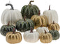 12 Pcs Pumpkin Decor,Fall Decorations for Home,Metal Cracked Design Foam Pumpkins for Thanksgiving Halloween Table Centerpiece Decor,Autumn Harvest Outdoor Pumpkins for Porch