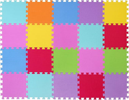 Meiqicool EVA Foam Puzzle Play Mat for Baby - Non Toxic Interlocking Soft Floor Tiles - Kids Toddler Infant Children Room and Yard Exercise Gym Decor - Multi Color，20pcs