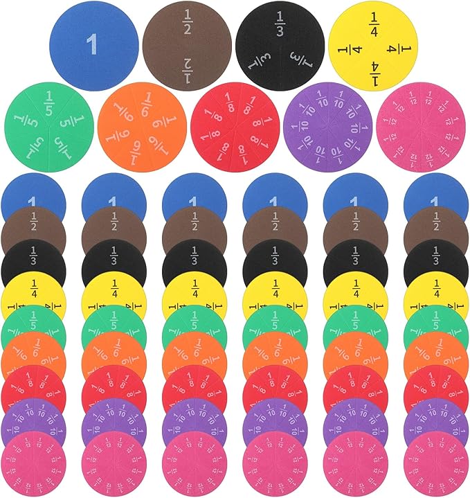 6 Sets Fraction Circles Set for Math Classroom Fractions Manipulatives Math Manipulatives for Home School Supplies