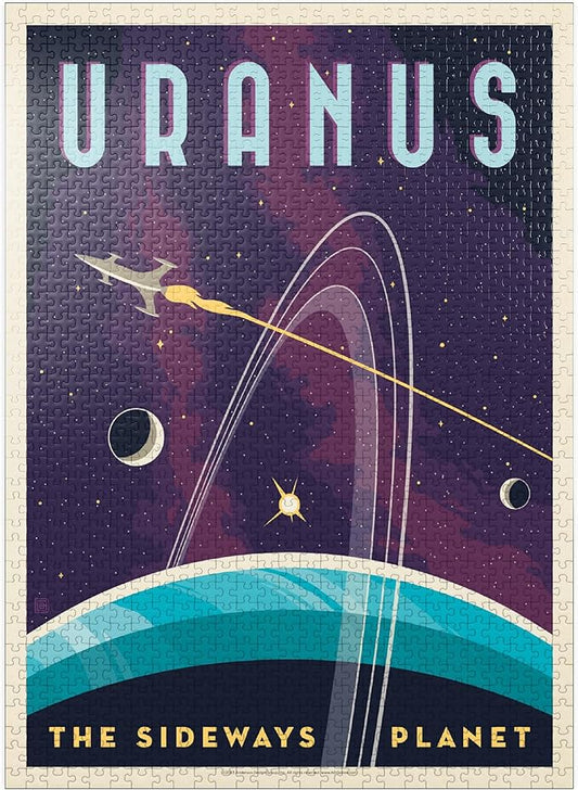 MyPuzzle Uranus: The Sideways Planet, Vintage Poster - Premium 1000 Piece Jigsaw Puzzle for Adults