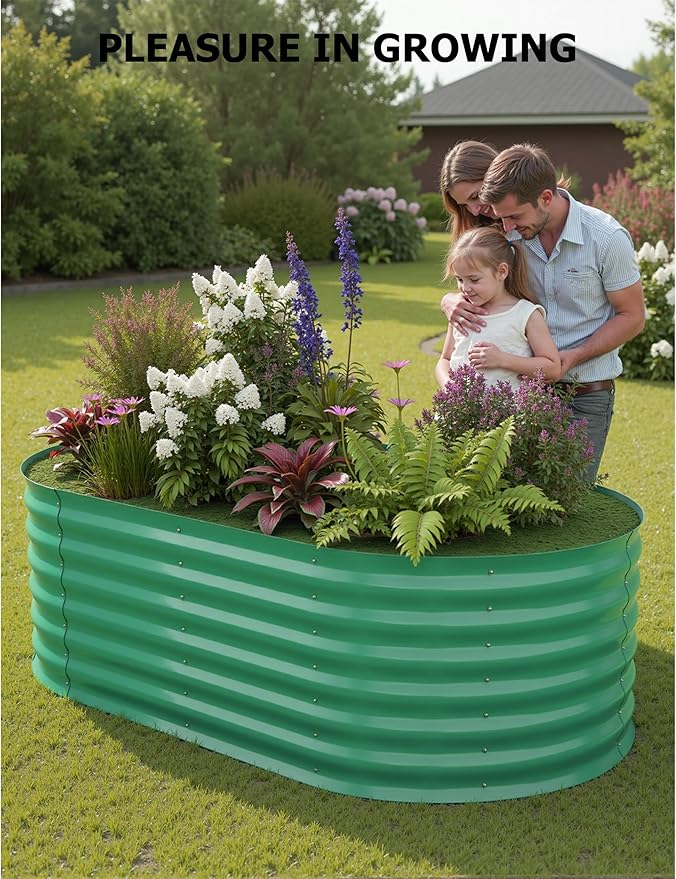 2 Pcs Raised Garden Beds Outdoor 6x3x2ft - Galvanized Steel Planter Box for Vegetables, Flowers, Rust-Resistant Garden Box, Easy Assembly Raised Beds, Durable Planters for Outdoor Plants, Green