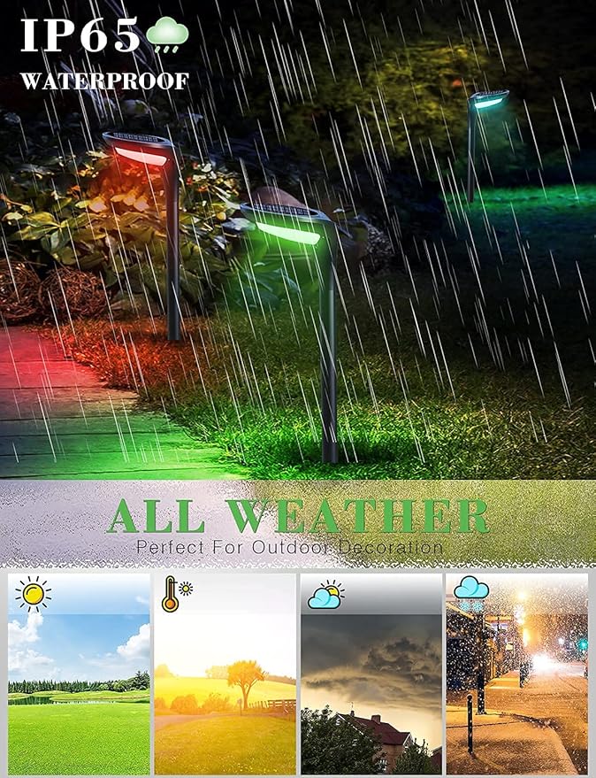 Color Solar Pathway Lights, 4-Pack Color Changing Solar Lights Outdoor Waterproof for Easter Halloween Christmas LED Garden Landscape Light Solar Powered for Yard Path Patio Driveway Lawn