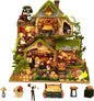 OZJAY Miniature House Kit, DIY Wooden Dollhouse Miniature Kit, Dollhouse Kit, Mini House Building Kit for Adult Teen, Forest Adventure