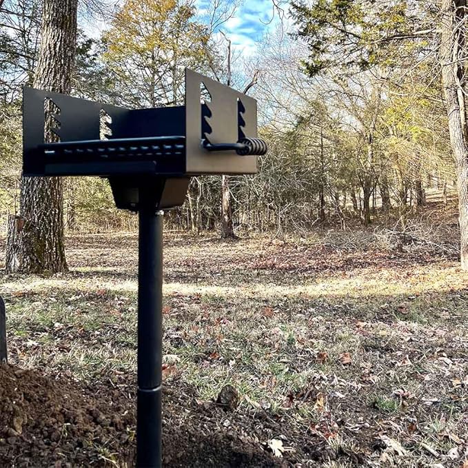 Titan Great Outdoors Park-Style Grill V2, 256 Sq. In Charcoal Grill with Base Anchor, Single Post Outdoor Cooking Backyard BBQ, Camp Grilling Barbecues