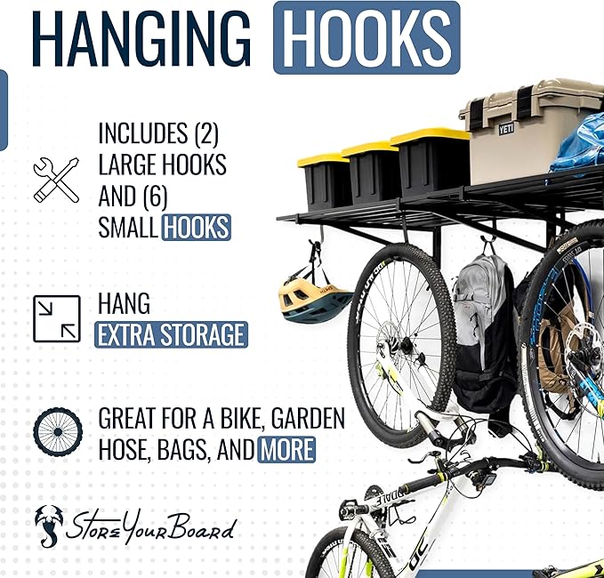 StoreYourBoard 2-Pack Heavy Duty Wall Shelves – Wall-Mounted Garage Storage Shelving and Organization for Sheds, Closets, or Utility Rooms – Holds 200 lbs, 2ft x 4ft, Black