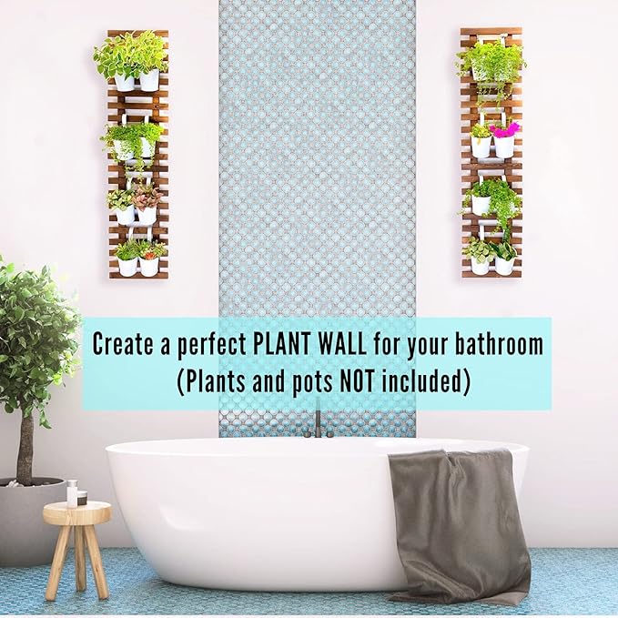 ShopLaLa Wall Planter - 2 Pack, Wooden Hanging Large Planters for Indoor Outdoor Plants, Live Vertical Garden, Plant Wall Mount Flower Pot Holder Hanger Stand Green Herb Wall Decor 47.2" (120cm)