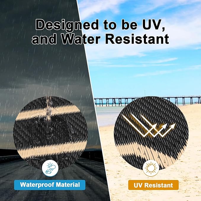 HEBE Outdoor Rug Waterproof 6x9, Reversible Plastic Straw Rug RV Camping Rug, Indoor Outdoor Patio Mat Clearance, Outside Carpet for Porch,Deck,Camper,Balcony,Backyard,Picnic