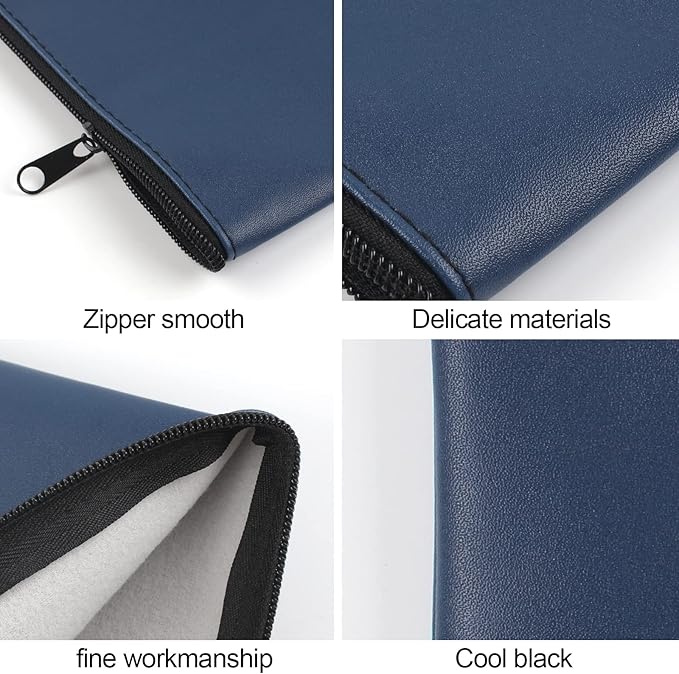 4Pack Money Bag 11 X 6 ", Safe Durable Money Bags with Zipper for Cash Waterproof, Coin Money Pouch PU Leather Bank Bag, Bank Bags with Zipper for Checks Makeup Bills Receipts Tool Storage Bag (Navy)