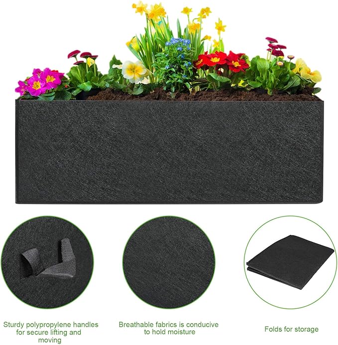 ANGELIOX 3 Pack Grow Bags, 6 Gallon/24L 300G Thickened Nonwoven Fabric Garden Bed Square Flower Planter Containers Pots with Handles for Potato Onion