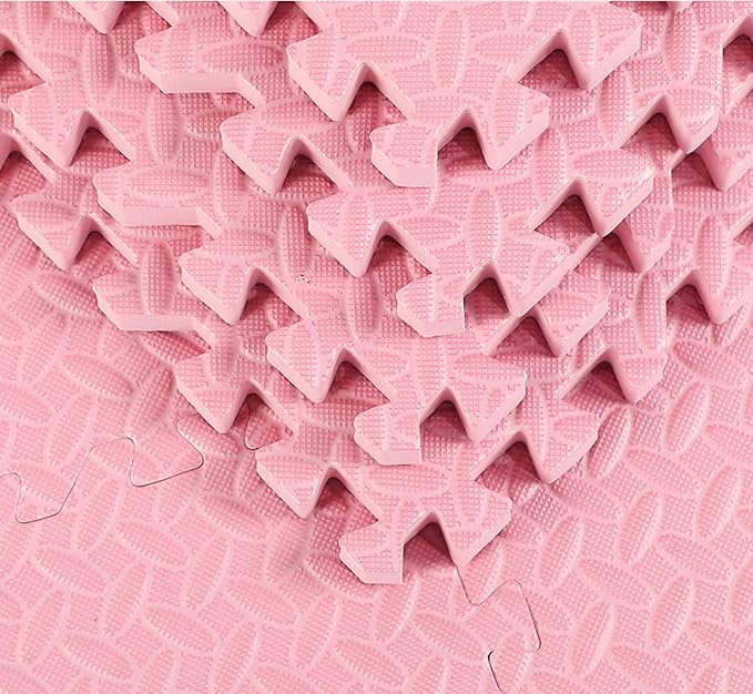12 Tiles 12x12x1 Inch EVA Thick Interlocking Foam Floor Tiles Puzzle Exercise Mat Play Foam Mats for Boys Girls Baby Pets Home Classroom Nursery Gym(Pink)
