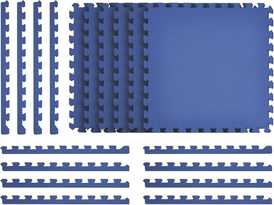 Norsk Duräflex Lite Puzzle Mats Interlocking EVA Foam Floor Tiles Solid Color, 54 Tiles - 216 Sq. Ft., 1/2" Thick, Blue