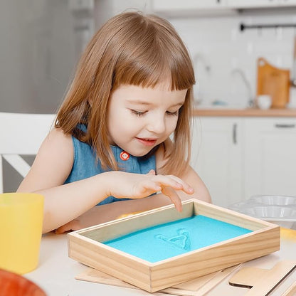 Montessori Sand Tray for Kids,Writing Play Sand Tray with Lid for Classroom Practice Writing Letters and Numbers