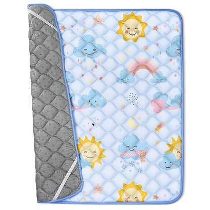 50x50 Playpen Mat, PIGLOG 0.8 Inch Thick Foam Baby Play Mat for Floor, Soft Fabric Cushioned Play mat for Babies，Washable Non-Slip Playmate for Baby, Infants & Toddlers（Blue）