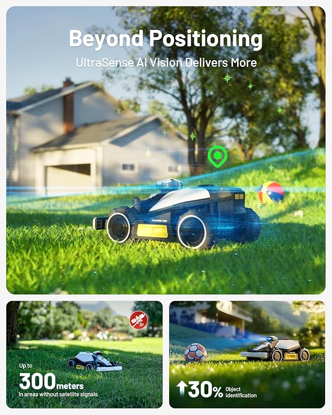 LUBA mini AWD 800 Robot Lawn Mower with 4G for 0.2 Acre, All-Wheel-Drive for 80% Slope, No Perimeter Wire, UltraSense AI Vision+RTK Auto-Mapping, Cutting Height 0.8"-2.6"
