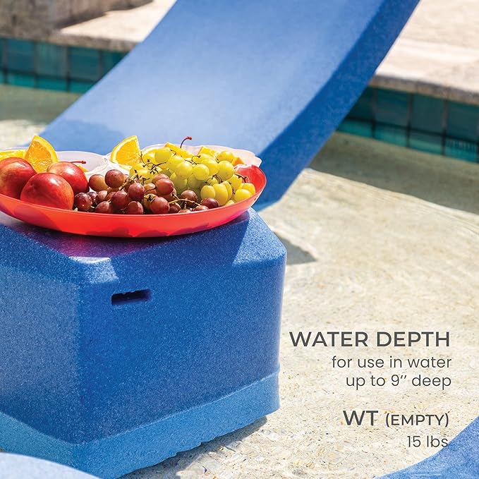 Aqua Outdoors - Small Side Table - for Inside Pool, Sun Shelf & Patio Surfaces - Designed for Shallow Shelves Up to 10” - Compatible with All Pool Types - Poolside & Sun Deck Tanning - Coral Reef