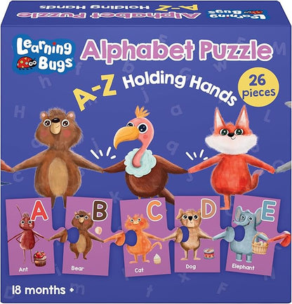 LEARNING BUGS Alphabet Animal Holding Hands Large Jigsaw Floor Puzzle (26 pcs, 5 feet Long)