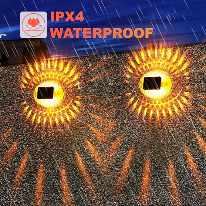 Solar Lights Decor Outdoor, Led Atmosphere Lights IPX4 Waterproof Lamp for Outdoor Wall, Stairs, Step, Fence, Yard, Patio, and Pathway (4 Pack)