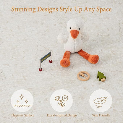 PopsyKosy Super 1 Inch Thick Premium Quality Exercise & Baby Foam Play Mats - Expandable & Large Non-Toxic Odorless Floor Mat - 6 Tiles Spacious 6x4ft - Peel-Resistant - Pearl Beige