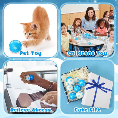 60 Bulk Snowflake Stress Ball First Snowball Fight Snowflake Balls Sensory Stress Relief Toys Christmas Winter Party Favors Bag Filler Stocking Stuffers Gift Boys Girls